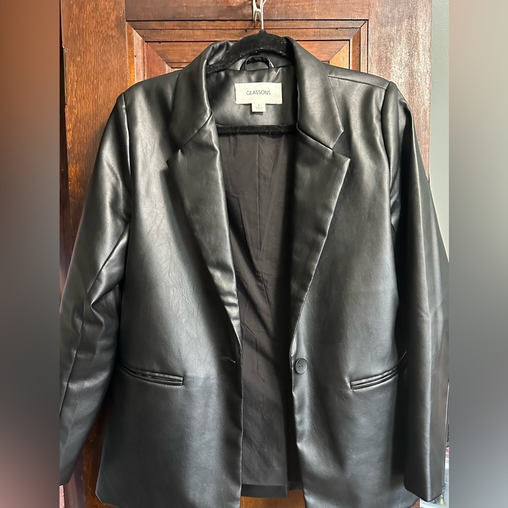 Glassons Black Faux Leather Blazer